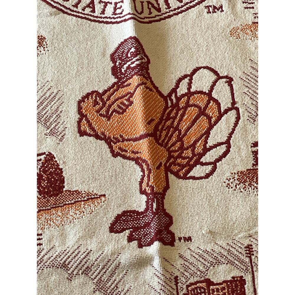 Vintage Virginia Tech Hokies University Afghan Blanket Tapestry Throw 64" X 46” - Picture 6 of 7